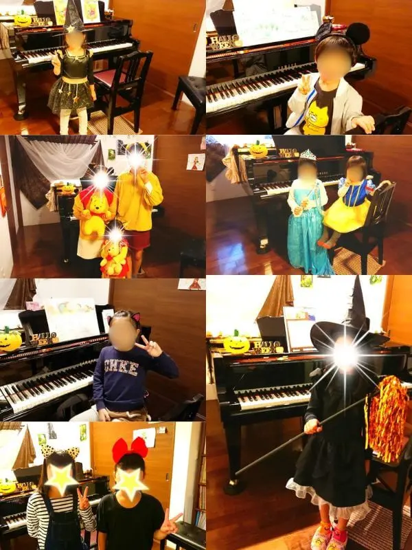 N piano music schoolのハロウィン仮装レッスン2018に参加した生徒たちの仮装集合写真