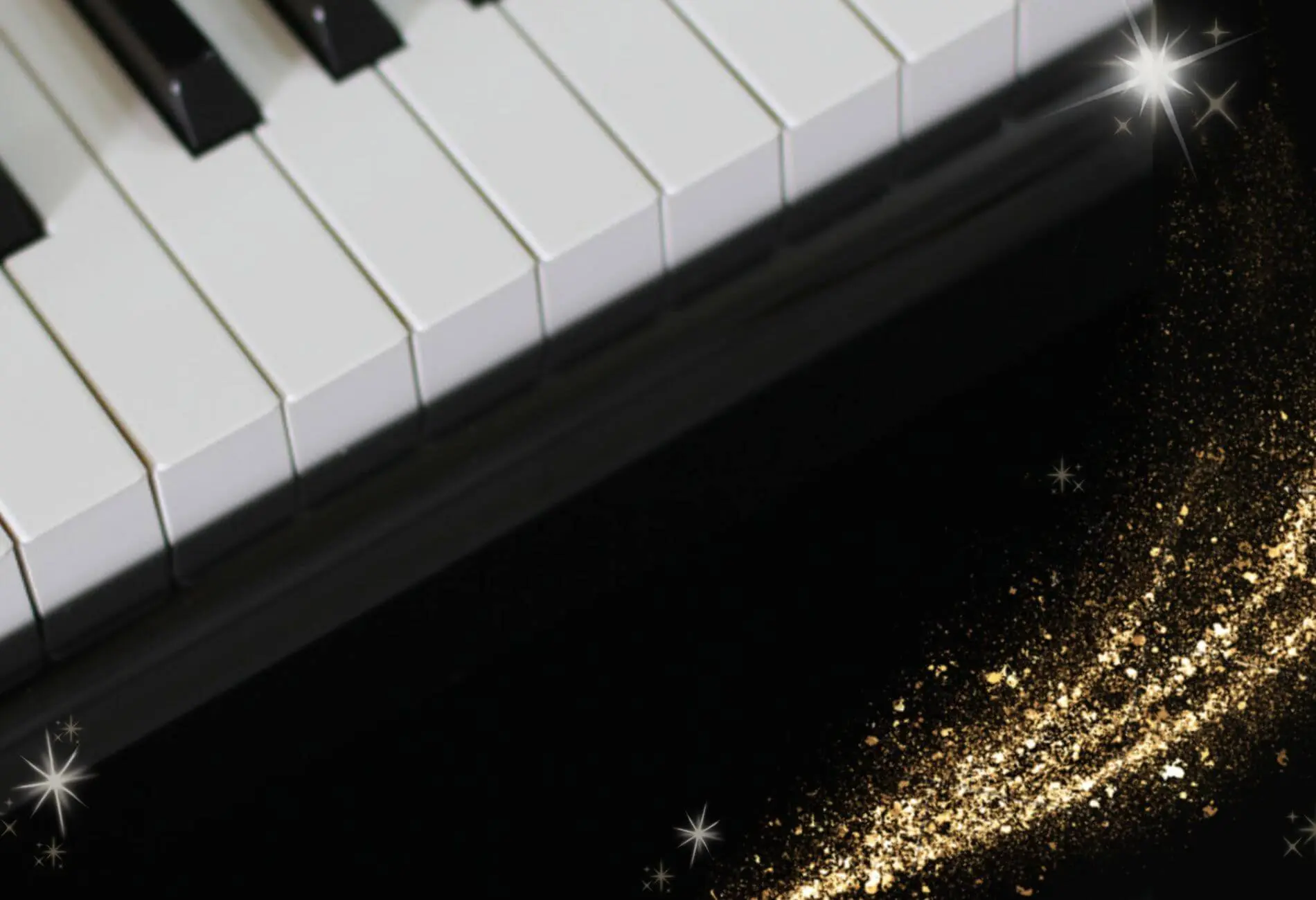 栃木県小山市のピアノ教室 N piano music school のメインビジュアル（鍵盤と金色のきらめき）